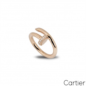 Cartier Rose Gold Diamond Juste Un Clou Ring Size 54 B4094800 Cartier Rose Gold Diamond Juste Un Clou Ring Size 54 B4094800